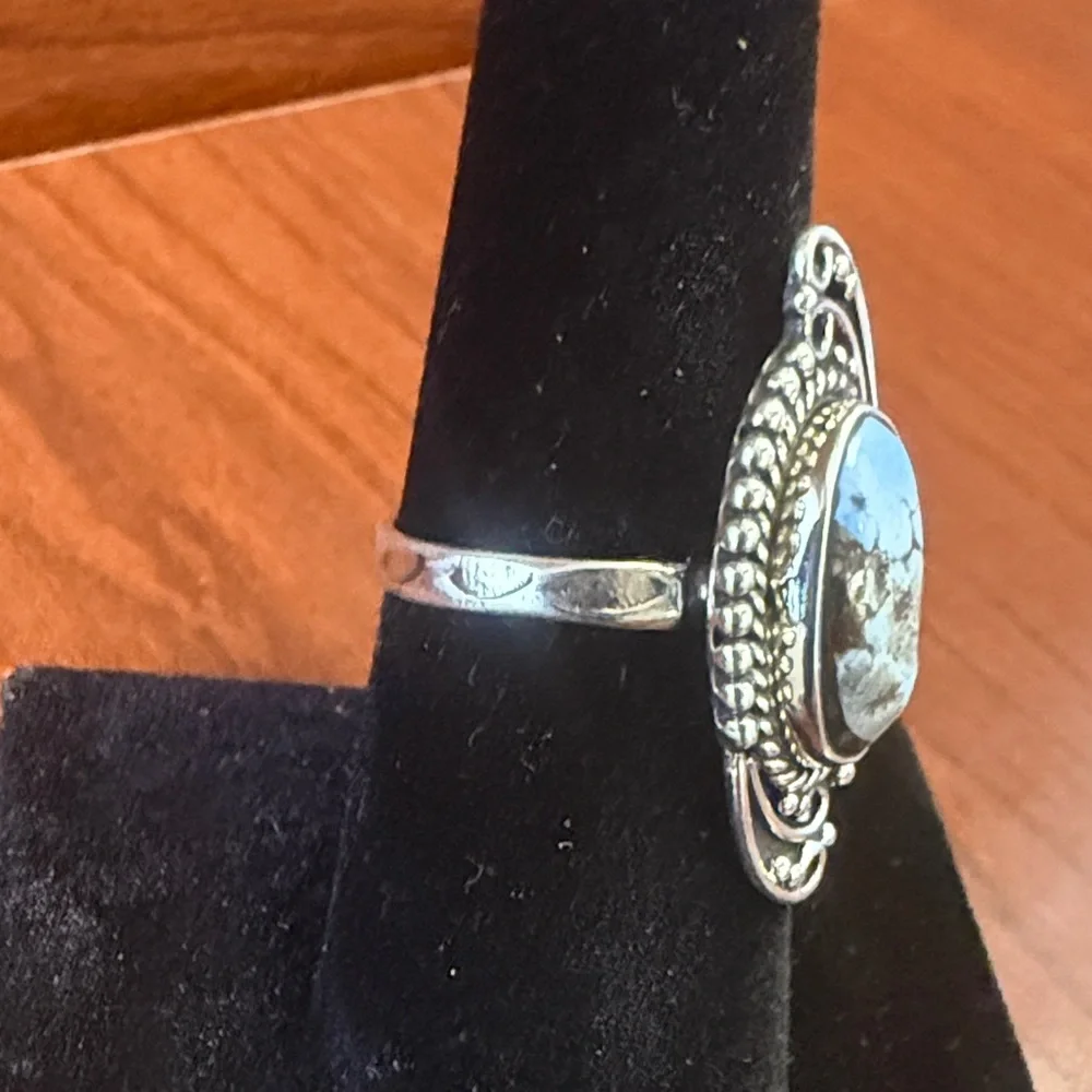 New 925 Sterling Silver Golden Hills Turquoise Adjustable Ring